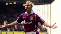 West Ham forward Paolo Di Canio celebrates a Premier League goal for the Hammers.