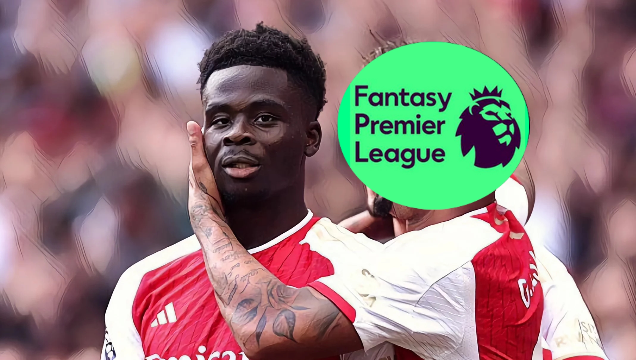 Fantasy Premier League: Arsenal star Bukayo Saka next to the FPL logo.
