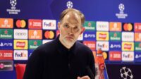 Thomas Tuchel, Head Coach of Bayern Munich is interviewed following the UEFA Champions League quarter-final first leg match between Arsenal FC and FC Bayern München at Emirates Stadium on April 09, 2024