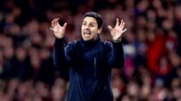 Arsenal manager Mikel Arteta reacts during the UEFA Champions League quarter final first-leg football match between Arsenal and Bayern Munich at the Arsenal Stadium, in north London, on April 9, 2024.