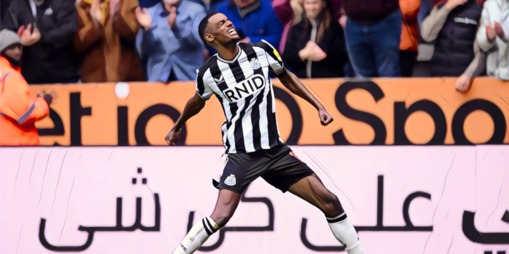 Premier League Team of the Week - Matchday 33. Alexander Isak celebrates a goal for Newcastle.