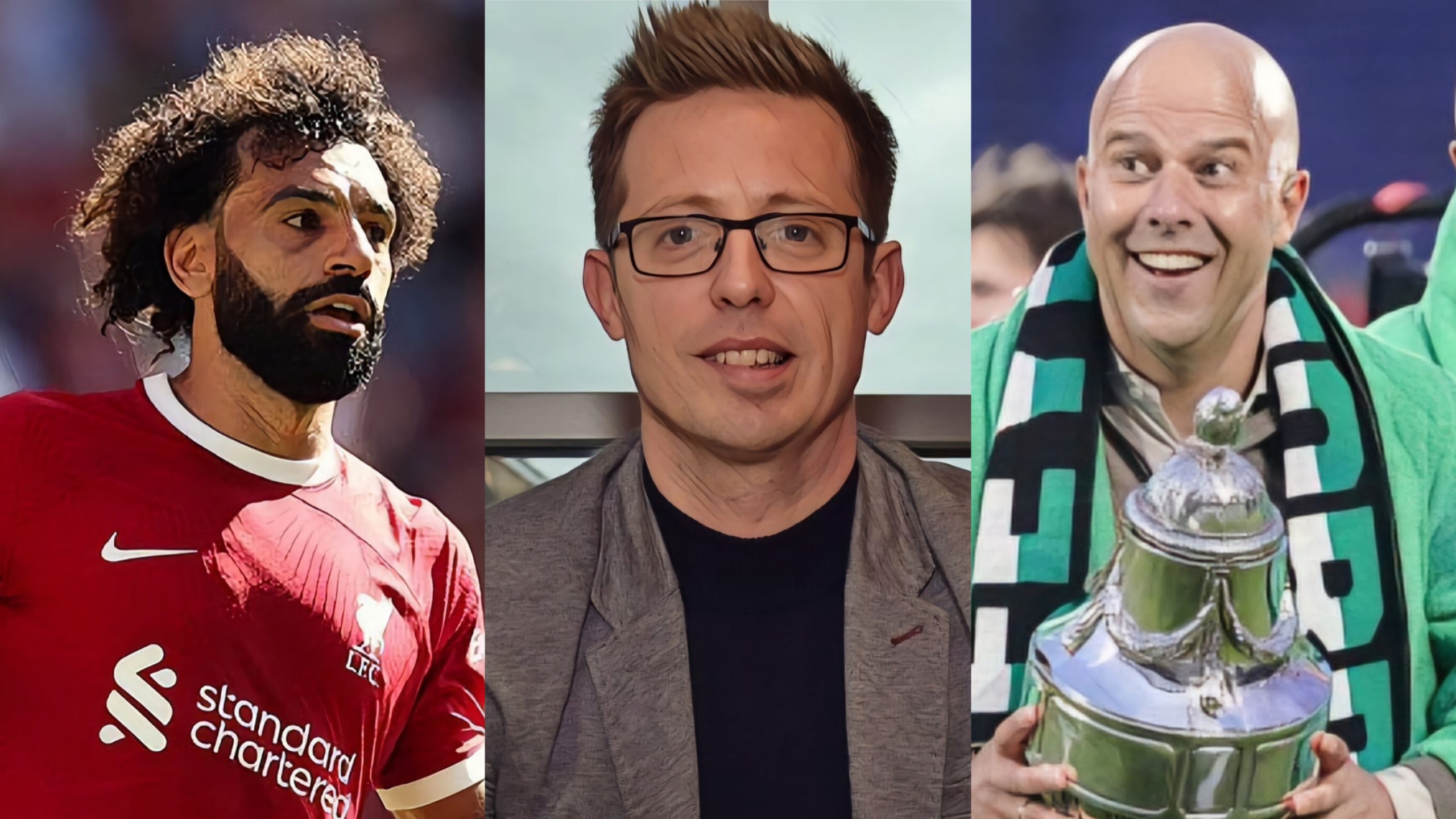 Liverpool player Mo Salah, CEO of Football Michael Edwards, and manager Arne Slot.