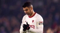 Casemiro of Manchester United applauds the fans after the team's defeat in the Premier League match between Crystal Palace and Man Utd at Selhurst Park on May 06, 2024