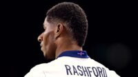 Marcus Rashford of England looks on during the international friendly match between England and Brazil at Wembley Stadium on March 23, 2024 in London, England.