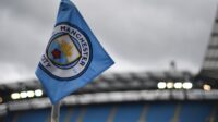 A corner flag is seen ahead of the English Premier League football match between Man City and West Bromwich Albion at the Etihad Stadium in Manchester, north west England, on May 16, 2017.