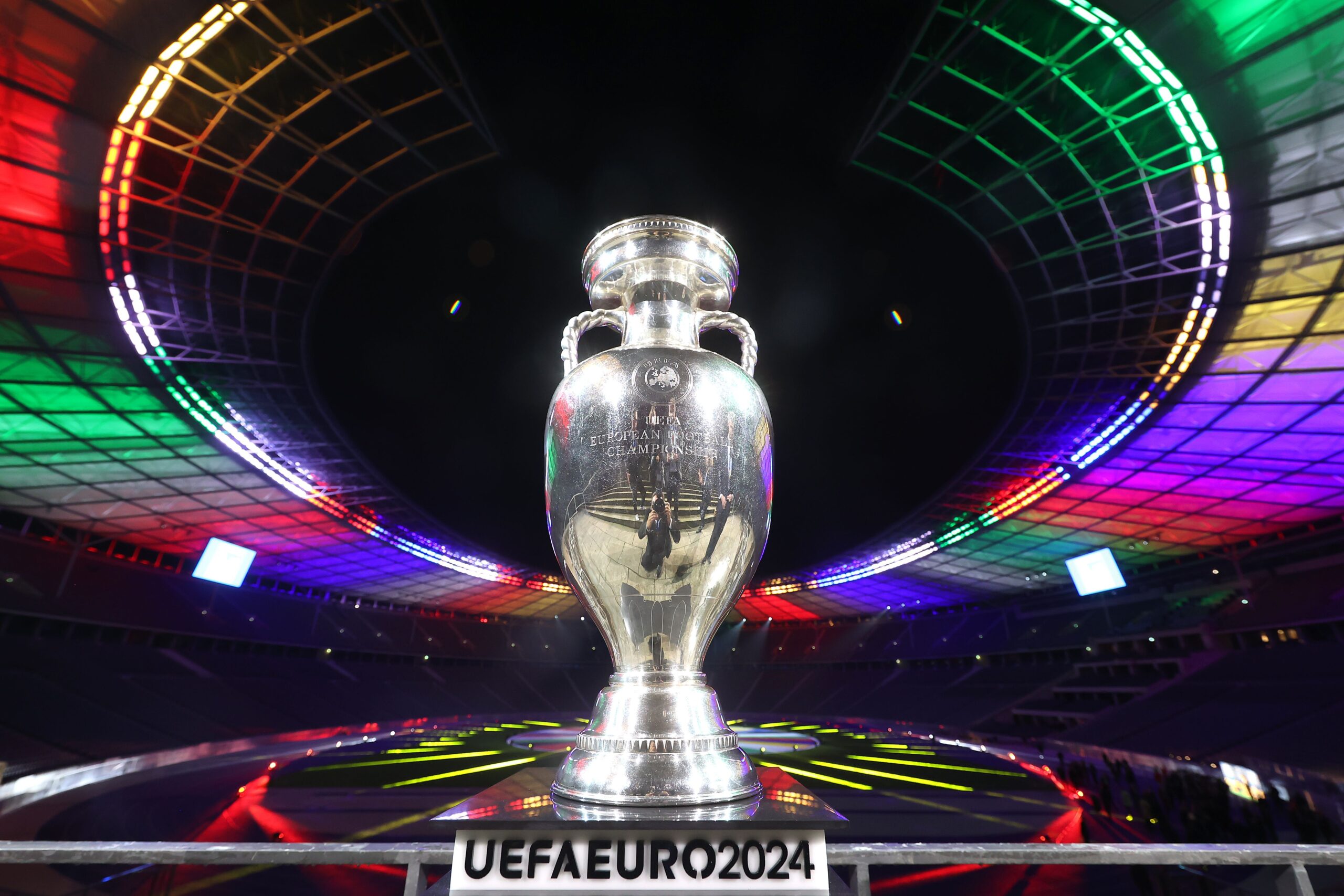The UEFA EURO 2024 Winners Trophy is pictured duirng the UEFA EURO 2024 Brand Launch at Olympiastadion on October 05, 2021 in Berlin, Germany.