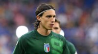 Arsenal transfer target Riccardo Calafiori in action for Italy at Euro 2024.