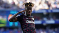 Nico Williams of Athletic Club celebrates after scoring the team's second goal during the LaLiga Santander match between RCD Espanyol and Athletic Club at RCDE Stadium on April 08, 2023 in Barcelona, Spain.