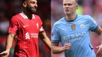 Fantasy Premier League favourites Mo Salah and Erling Haaland in action for Liverpool and Man City.